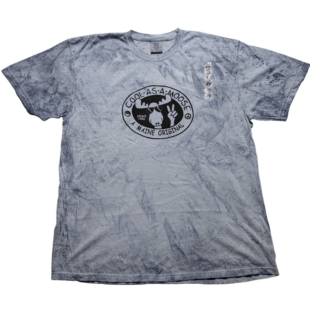 Cool As A Moose Maine Original Mens XL Comfort Colors Blue Acid Wash T-Shirt NEW